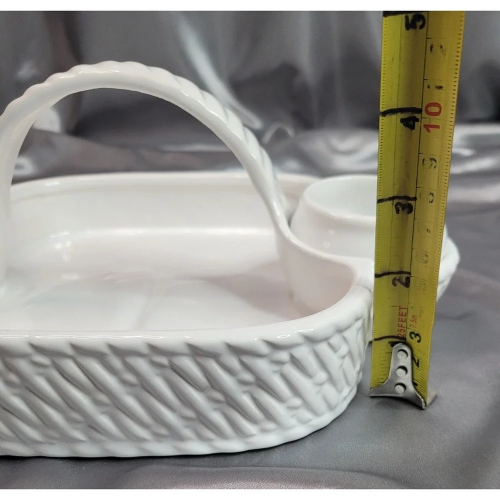 Sur La Table Portugal Ceramic Strawberry Basket Server Set w/ Tray & Cups White